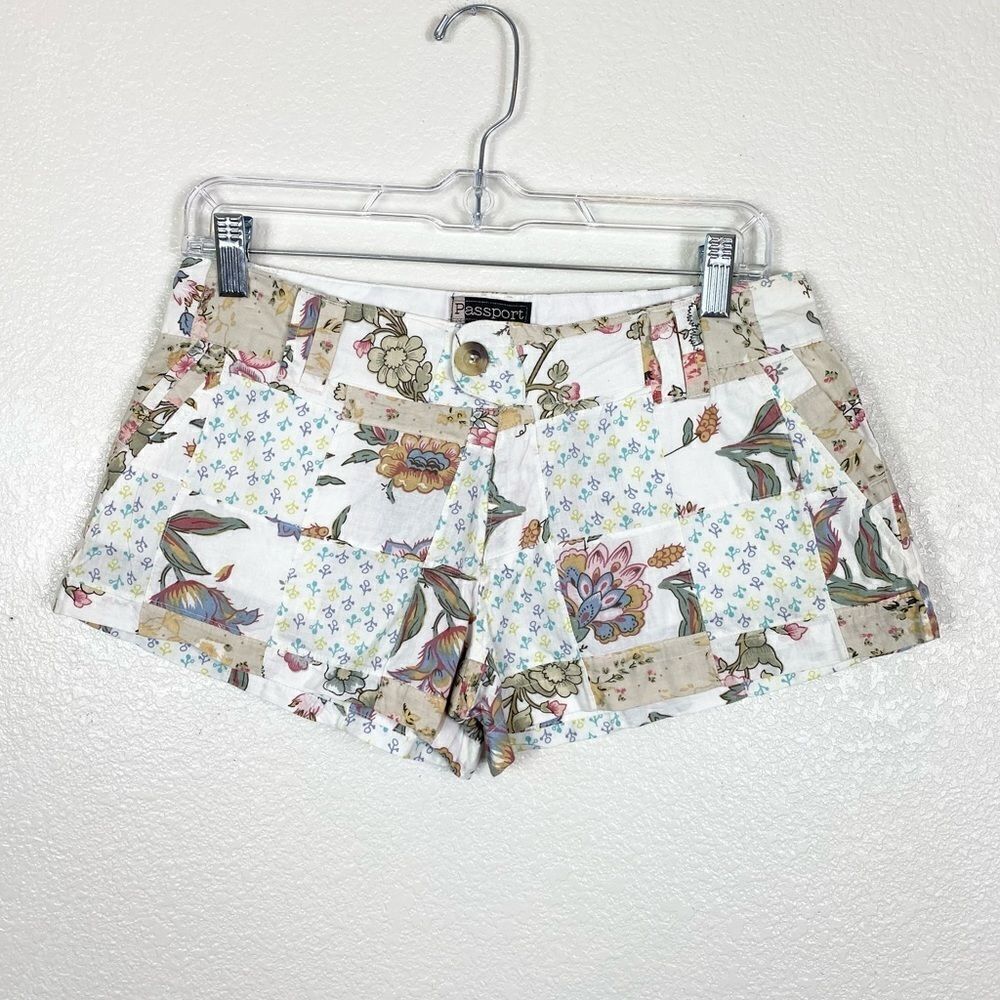 Vintage y2k White Floral Patchwork Low Rise Shorts